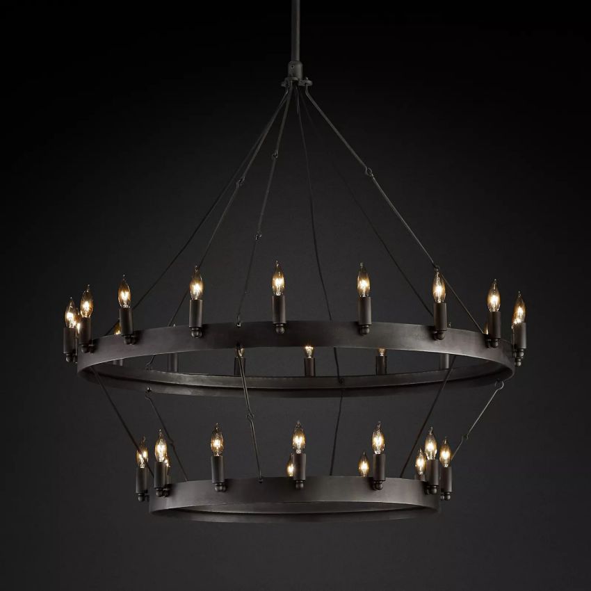 Vintage Candelabra Two-Tier Round Chandelier - YhLamps