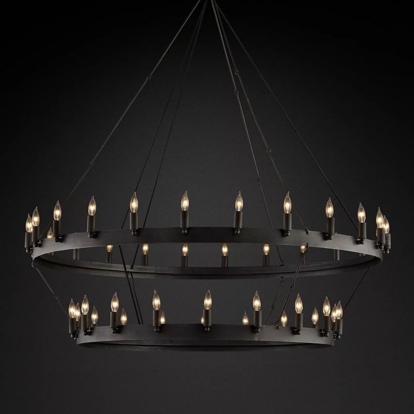 Vintage Candelabra Two-Tier Round Chandelier - YhLamps