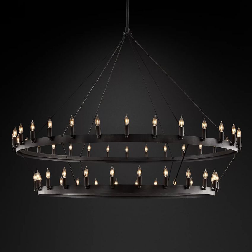 Vintage Candelabra Two-Tier Round Chandelier - YhLamps