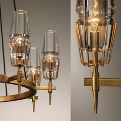 Delia Brass Chandelier Glass Lighting - YhLamps